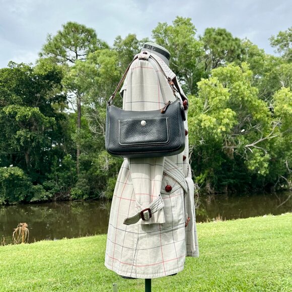 COACH Chelsea Hobo Shoulder Bag Soft Black Leather Brown Trim Silver 10890 - Picture 4 of 16